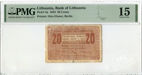 1922 metų laikinieji 20 centų - PMG 15 Choice Fine